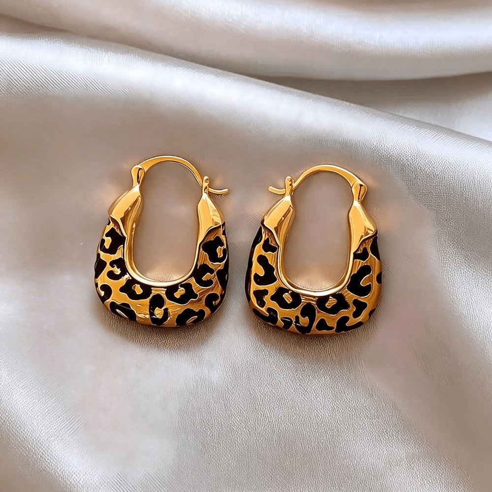 Bold Leopard Print Huggie Hoop Earrings
