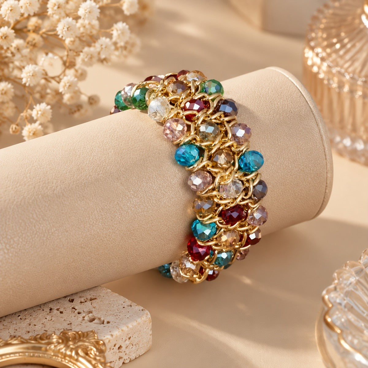 Boho Vintage Crystal Chain Bracelet