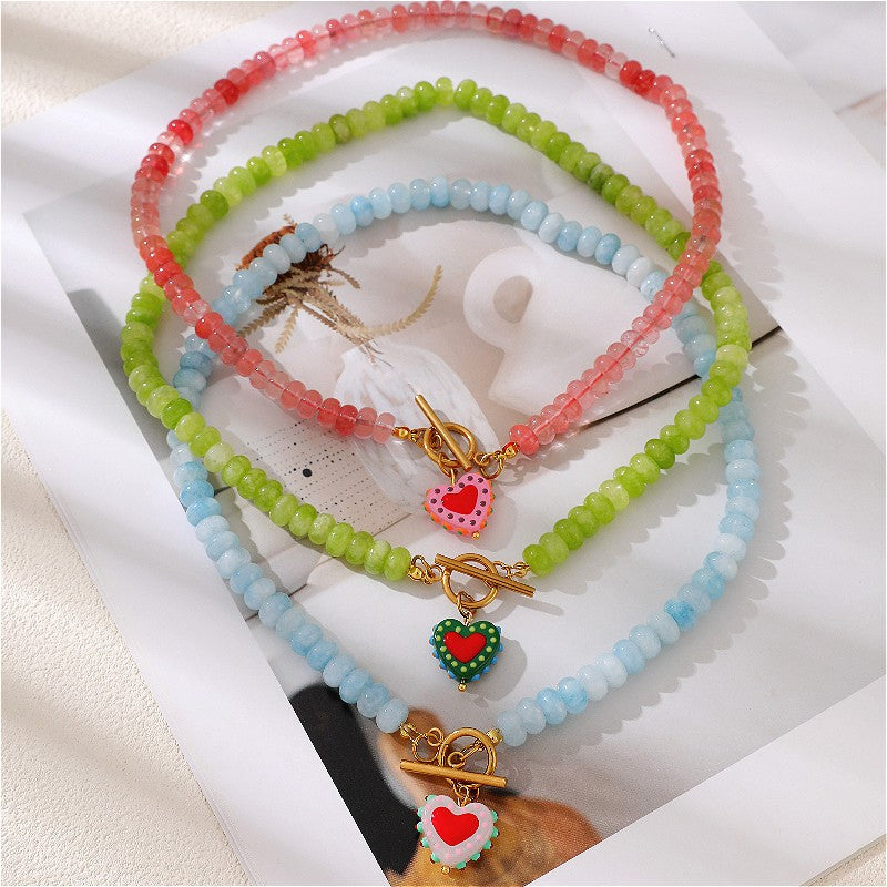 18k Boho Layered Heart Bead Necklace