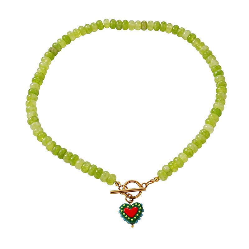 18k Boho Layered Heart Bead Necklace