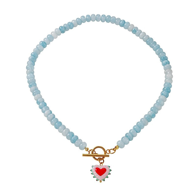 18k Boho Layered Heart Bead Necklace