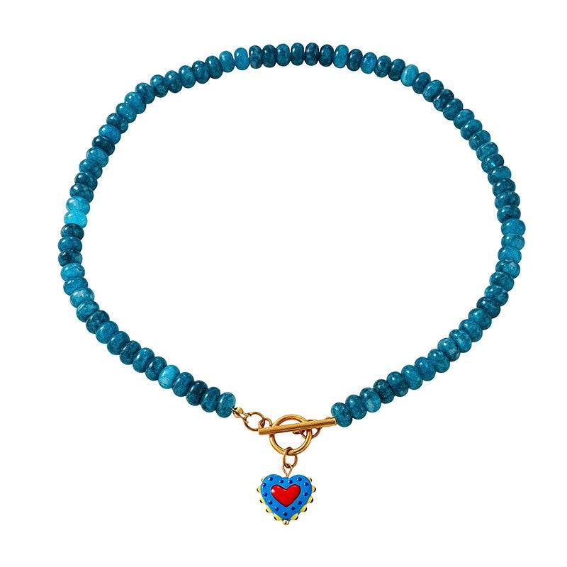18k Boho Layered Heart Bead Necklace