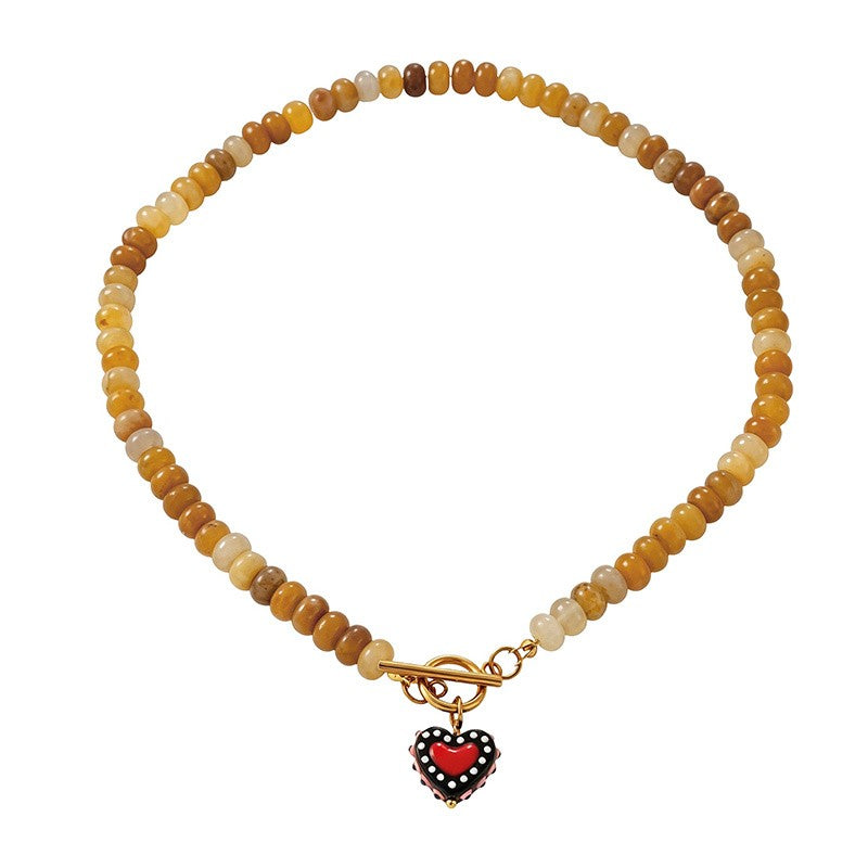 18k Boho Layered Heart Bead Necklace