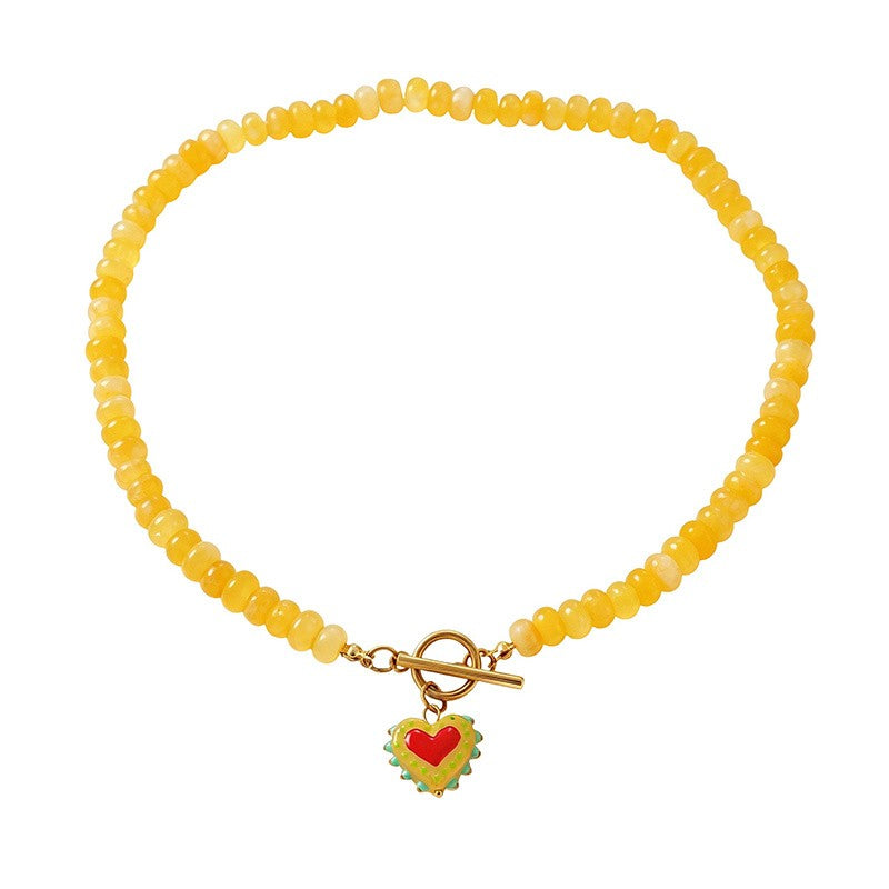 18k Boho Layered Heart Bead Necklace