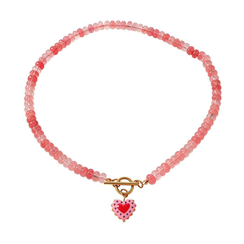 18k Boho Layered Heart Bead Necklace