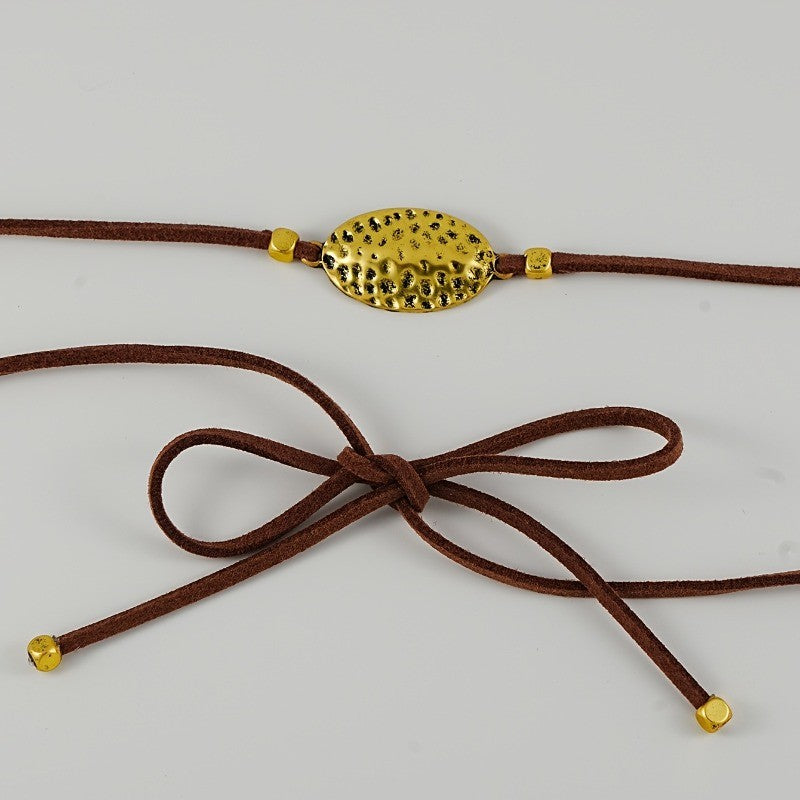 Boho Adjustable Oval Disc Wrap Choker Necklace