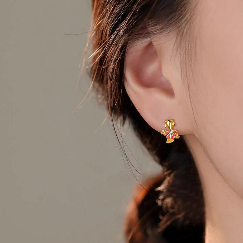Cute Enamel Koi Fish Stud Earrings