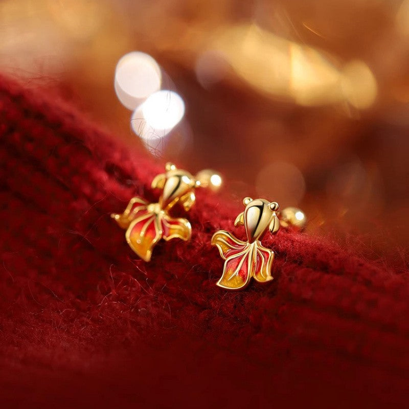 Cute Enamel Koi Fish Stud Earrings