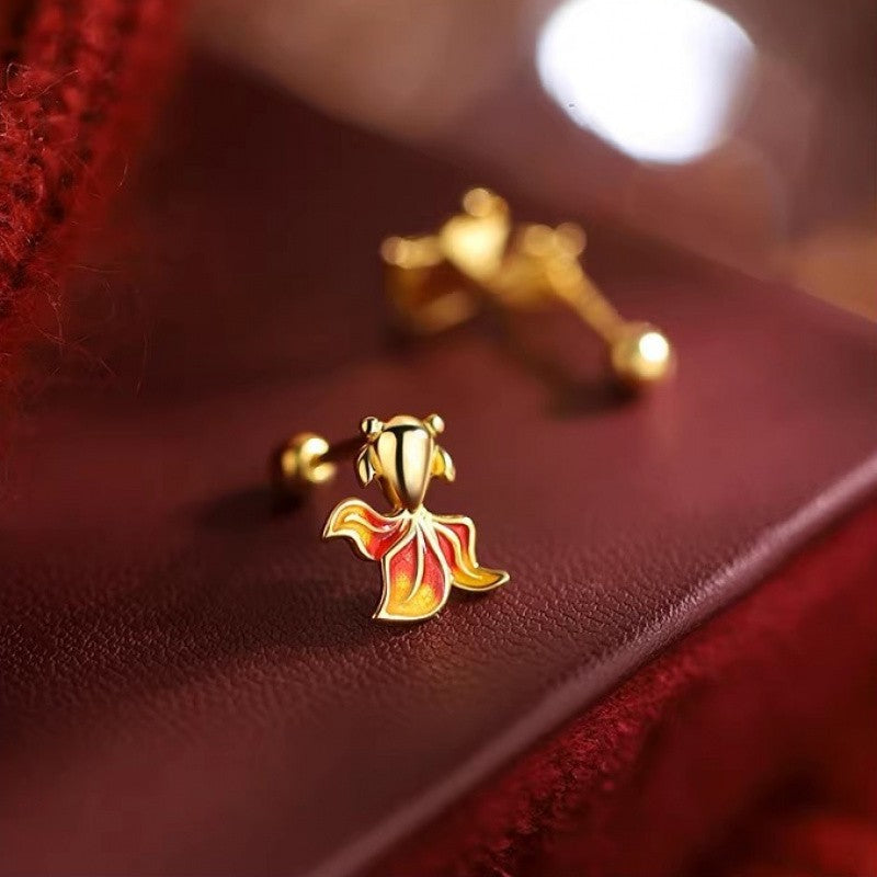 Cute Enamel Koi Fish Stud Earrings