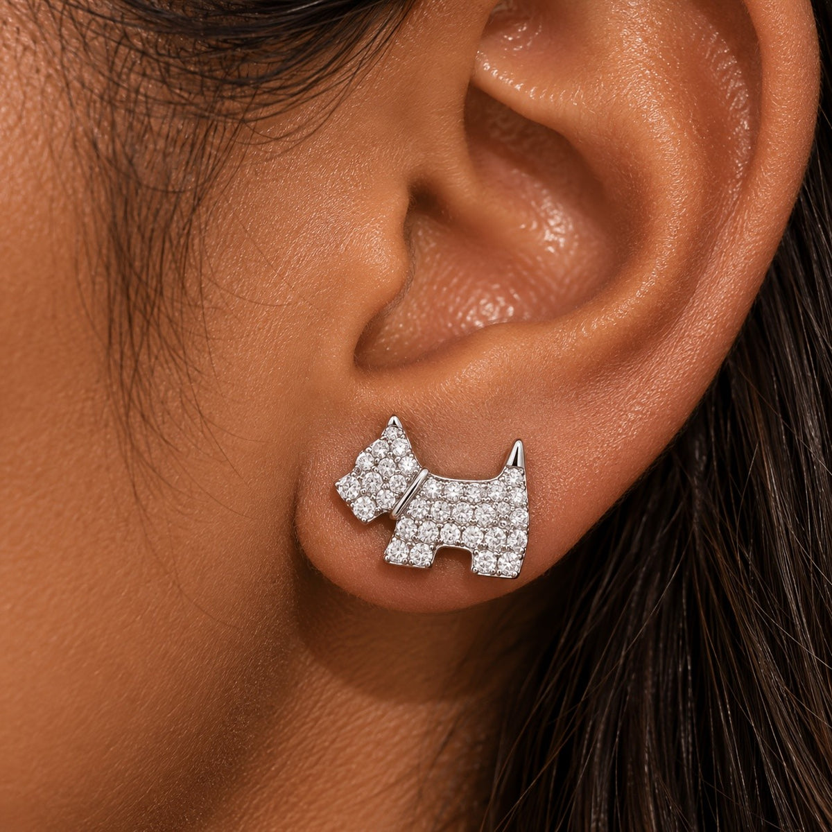 14k Dainty Puppy Stud Earrings