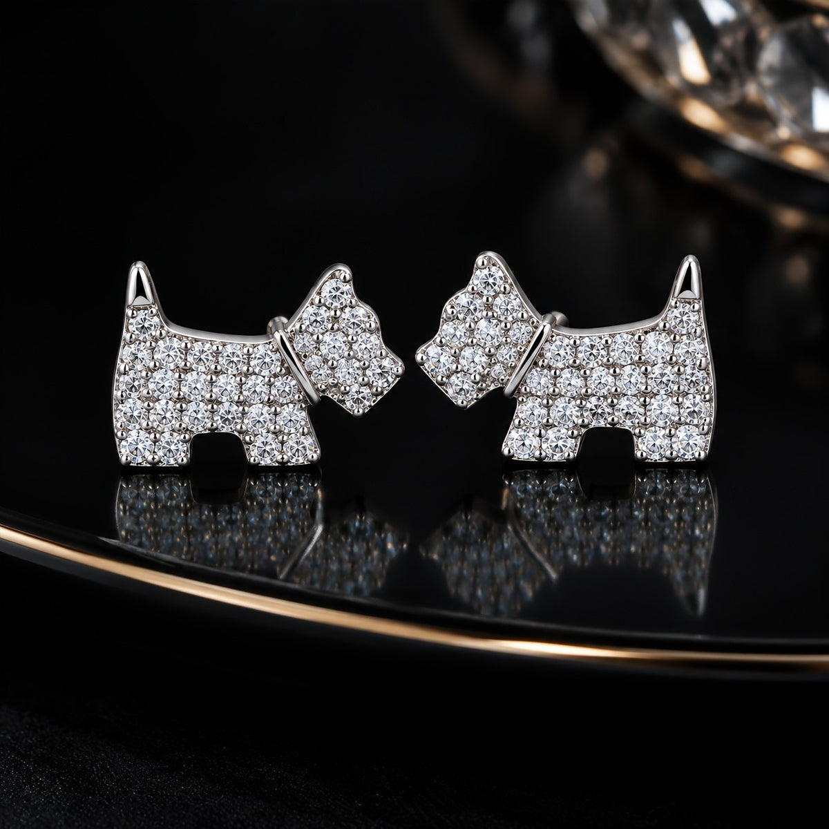 14k Dainty Puppy Stud Earrings