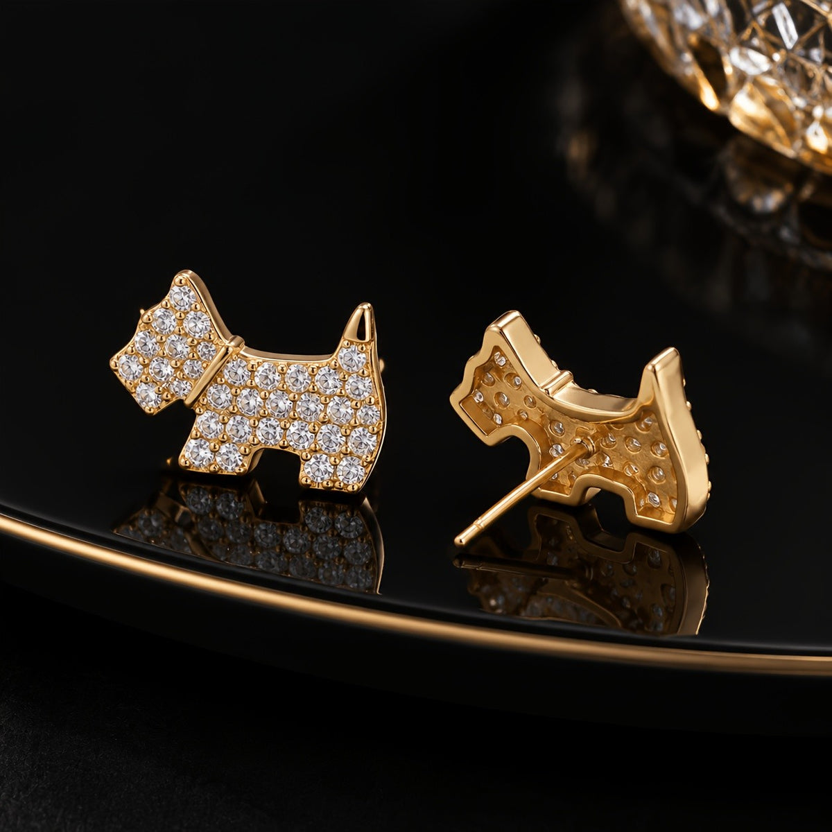 14k Dainty Puppy Stud Earrings