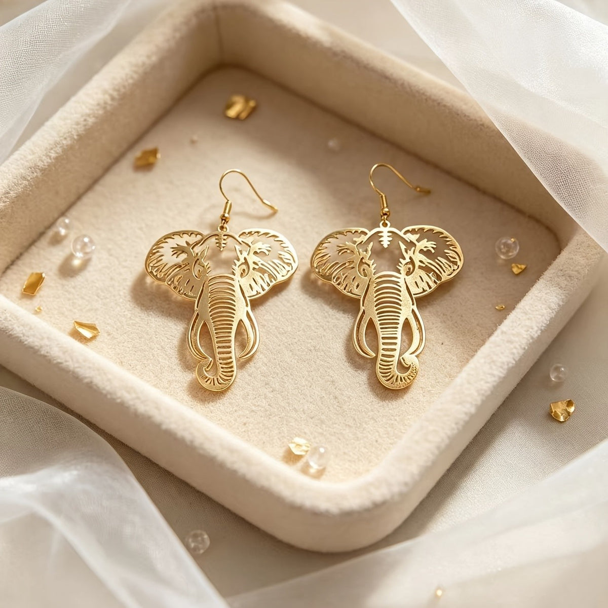 18k Vintage Boho Elephant Earrings