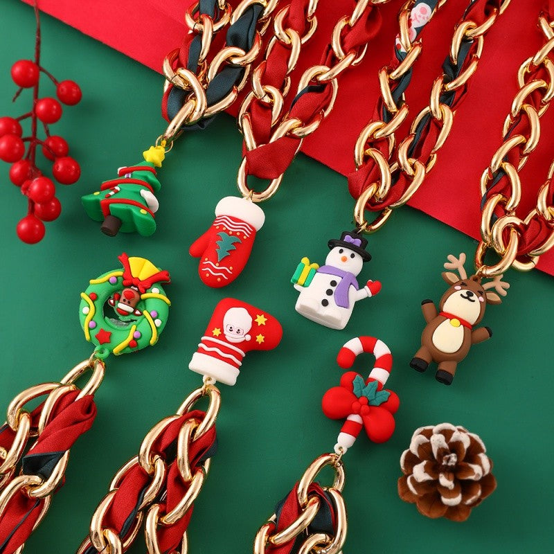 Festive Ribbon Charm Layered Necklace