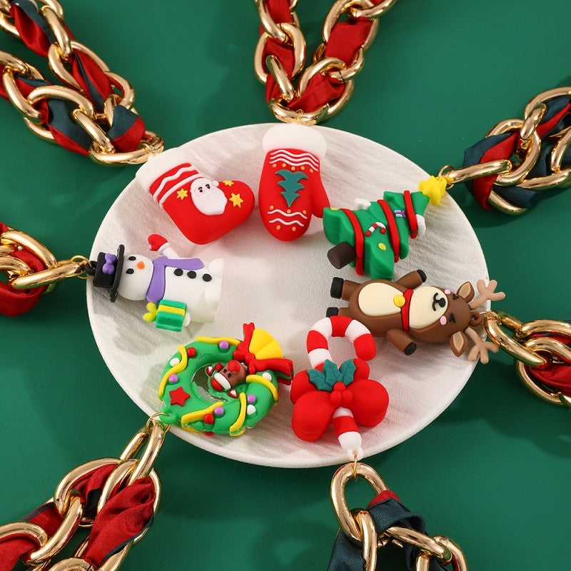 Festive Ribbon Charm Layered Necklace