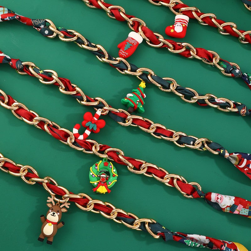 Festive Ribbon Charm Layered Necklace
