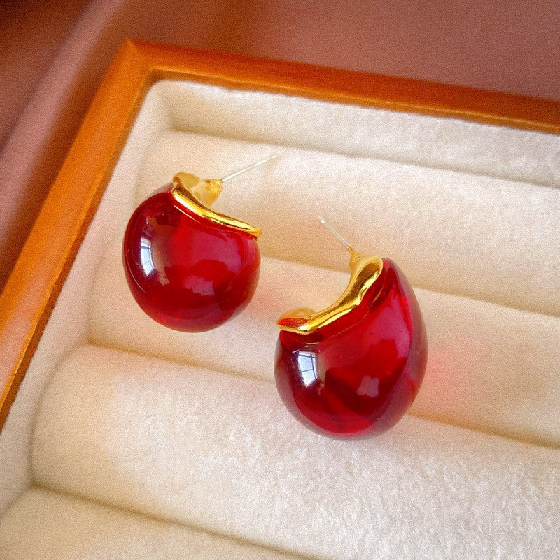 18k Boho Resin Water Drop Earrings