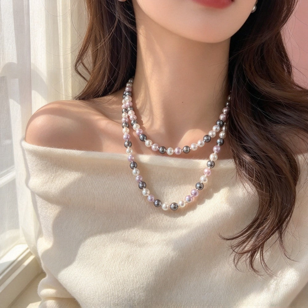 Elegant Multi-Tone Faux Pearl Necklace