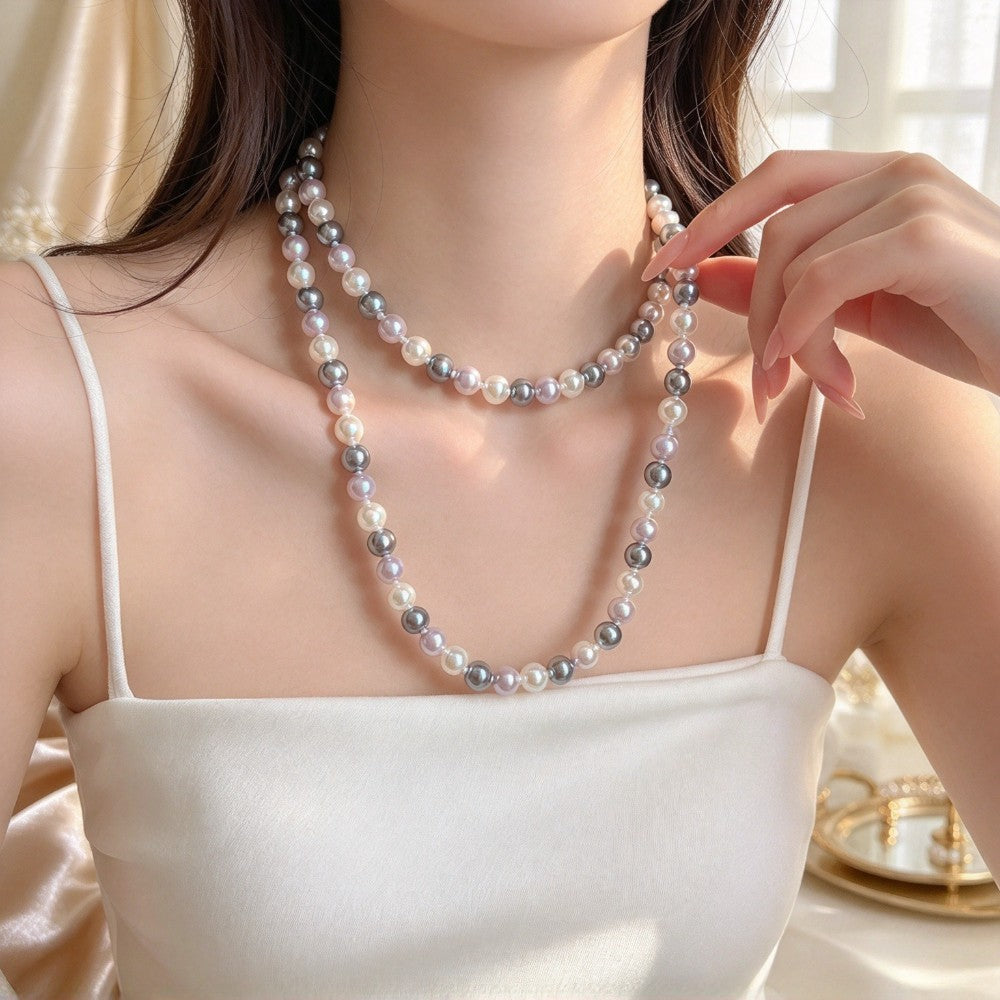 Elegant Multi-Tone Faux Pearl Necklace