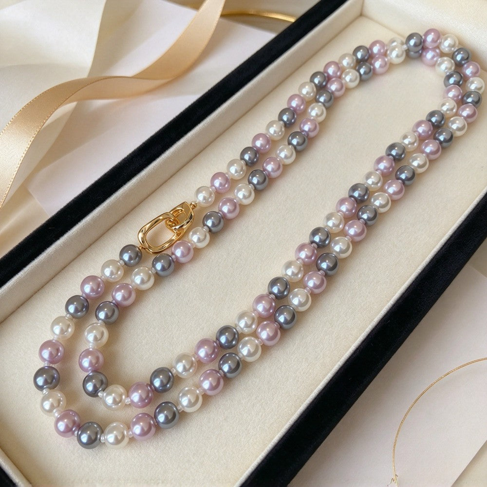 Elegant Multi-Tone Faux Pearl Necklace