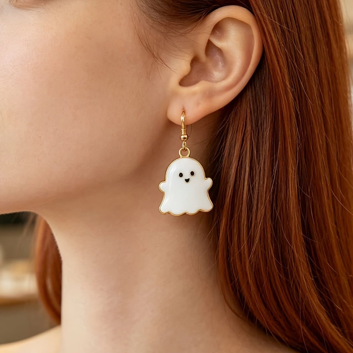 Cute White Ghost Dangle Earrings