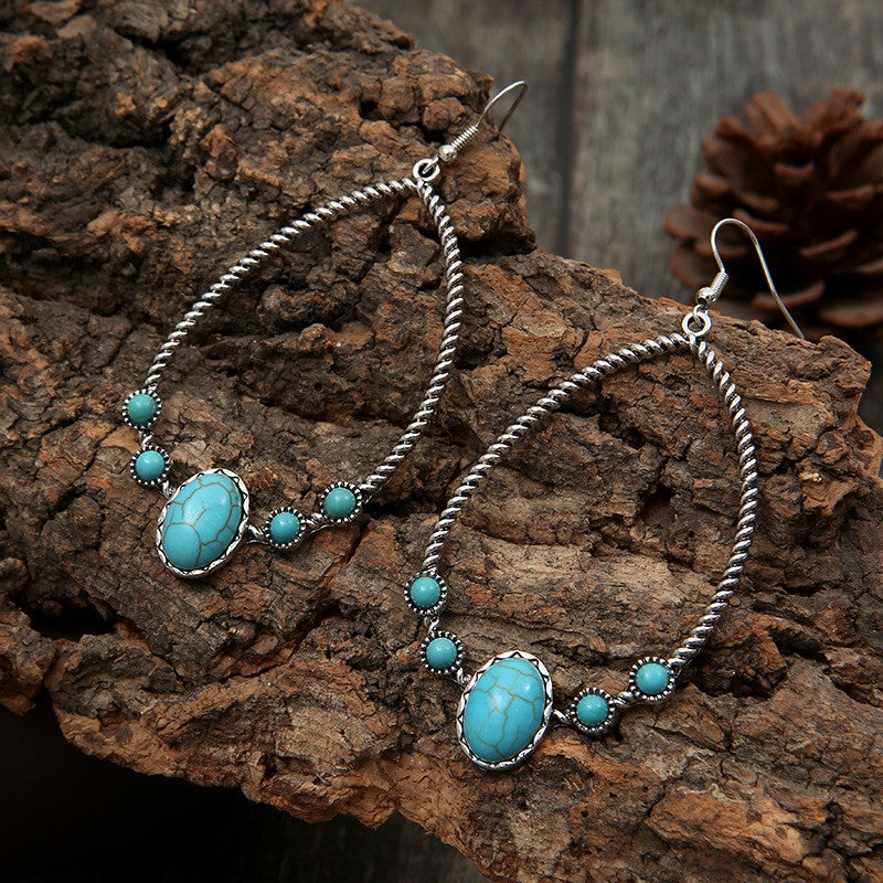 Boho Braided Teardrop Turquoise Earrings