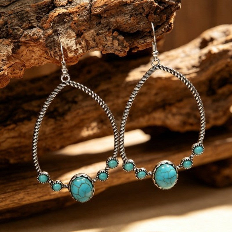 Boho Braided Teardrop Turquoise Earrings