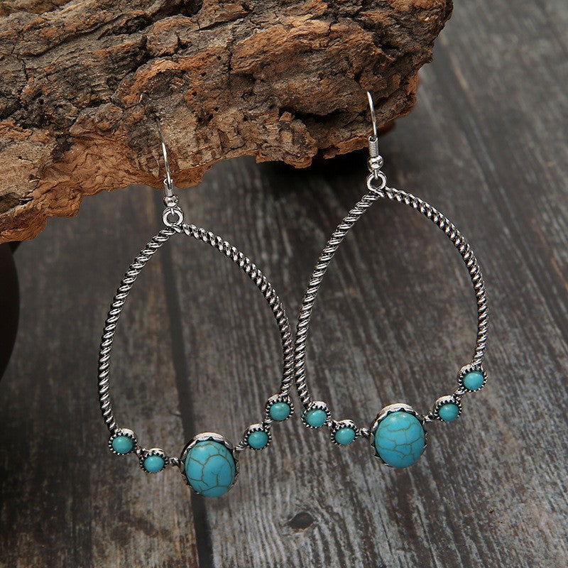 Boho Braided Teardrop Turquoise Earrings