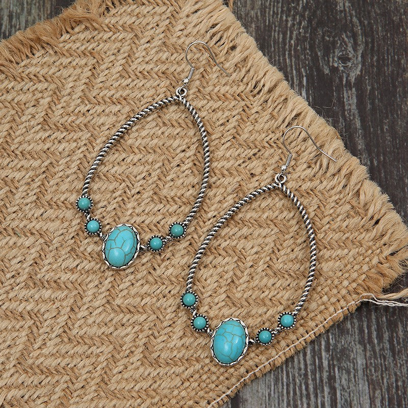 Boho Braided Teardrop Turquoise Earrings