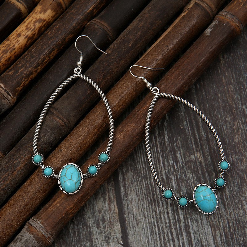 Boho Braided Teardrop Turquoise Earrings