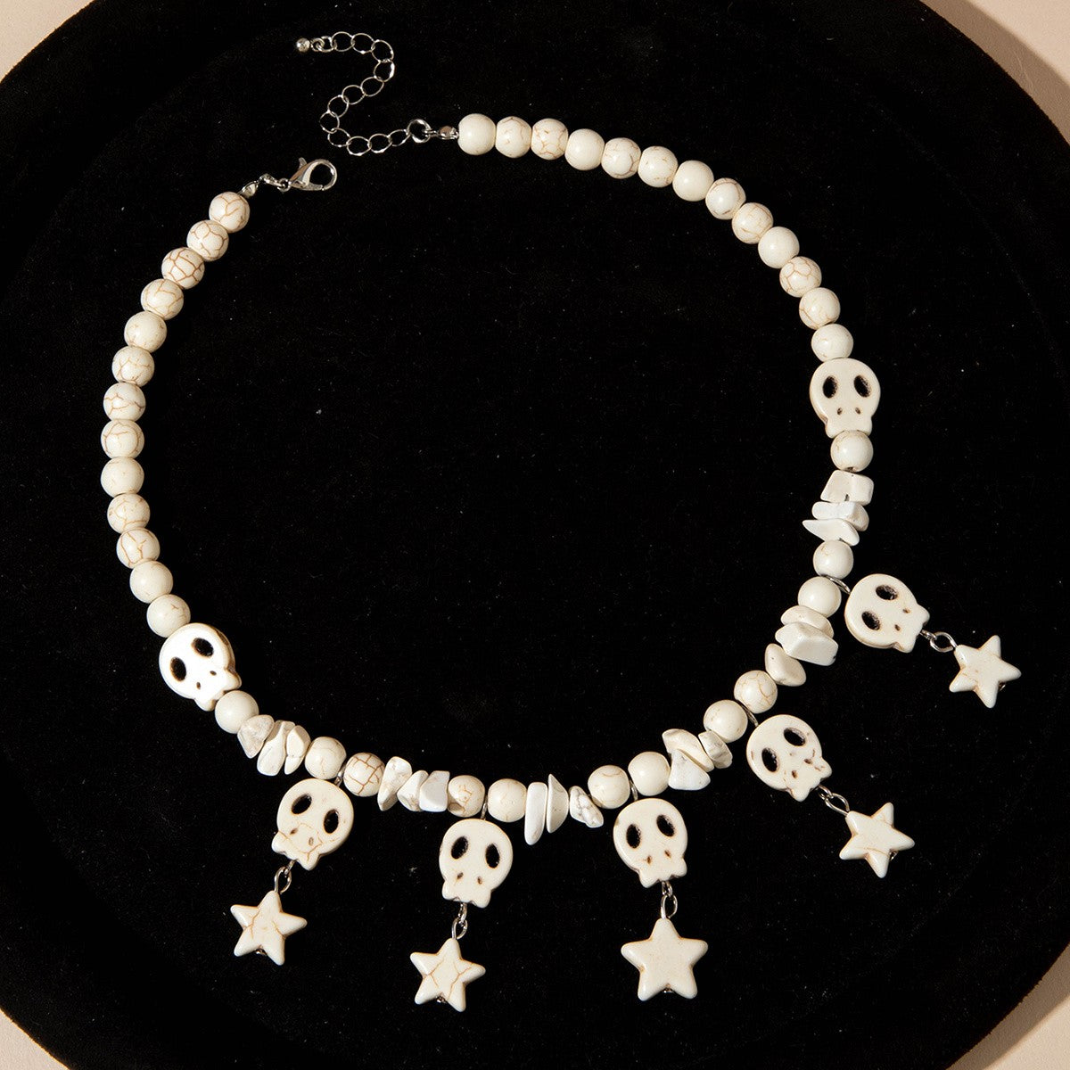 Boho Chunky Skull and Starfish Bead Necklace