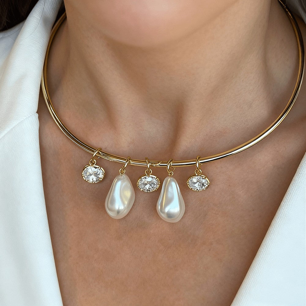 Elegant Pearl Drop Choker Necklace