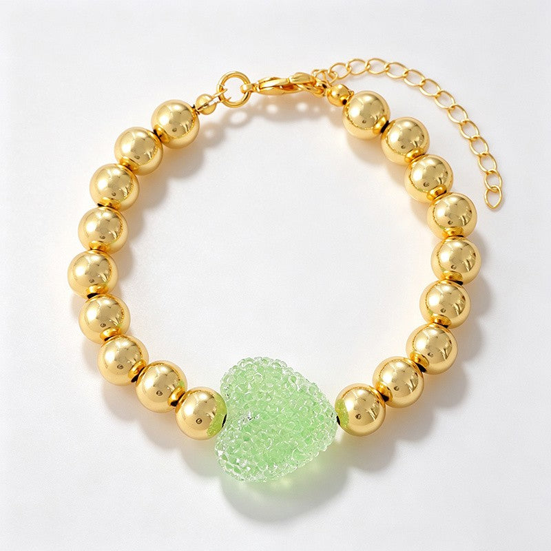 Dainty Macaron Heart Bead Bracelet