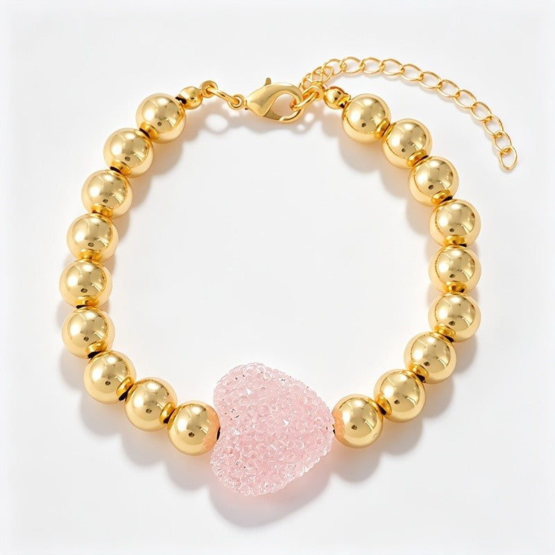 Dainty Macaron Heart Bead Bracelet