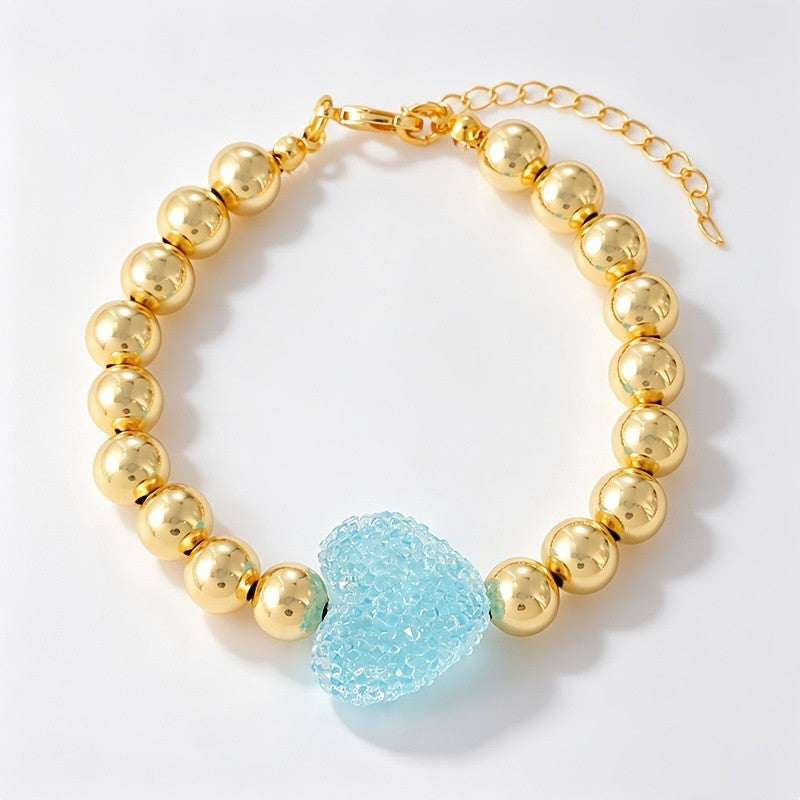 Dainty Macaron Heart Bead Bracelet