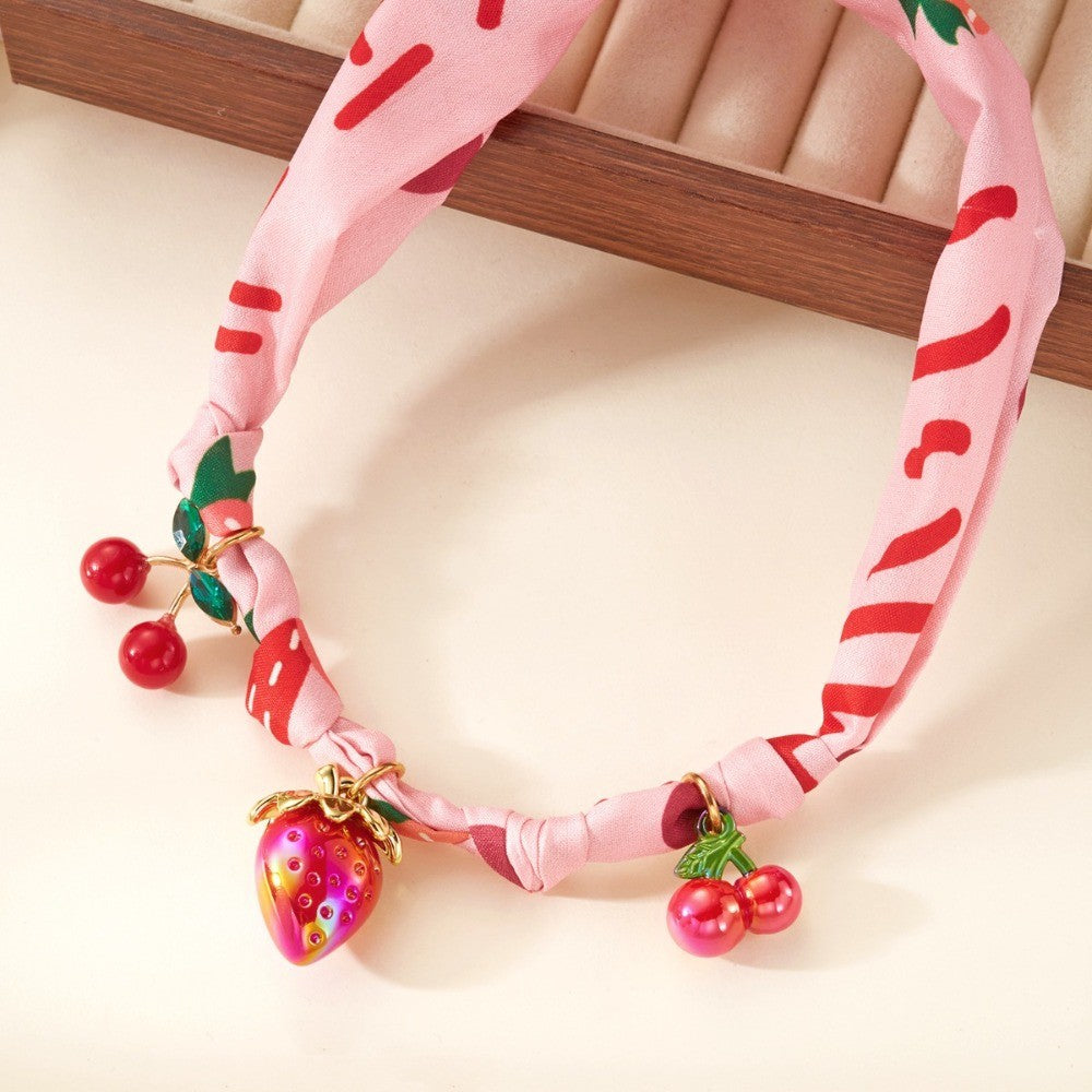 Cute Strawberry Cherry Scarf Necklace