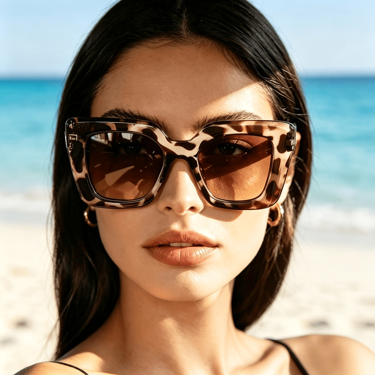 Chic Leopard Print Square Sunglasses