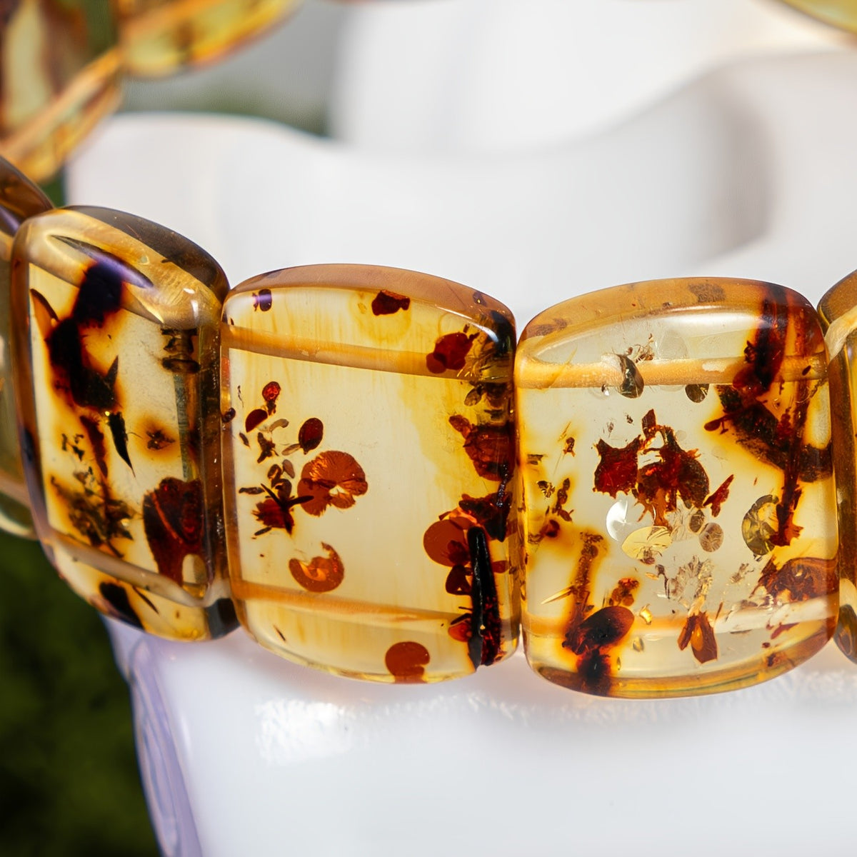 Vintage Amber Insect Block Bracelet