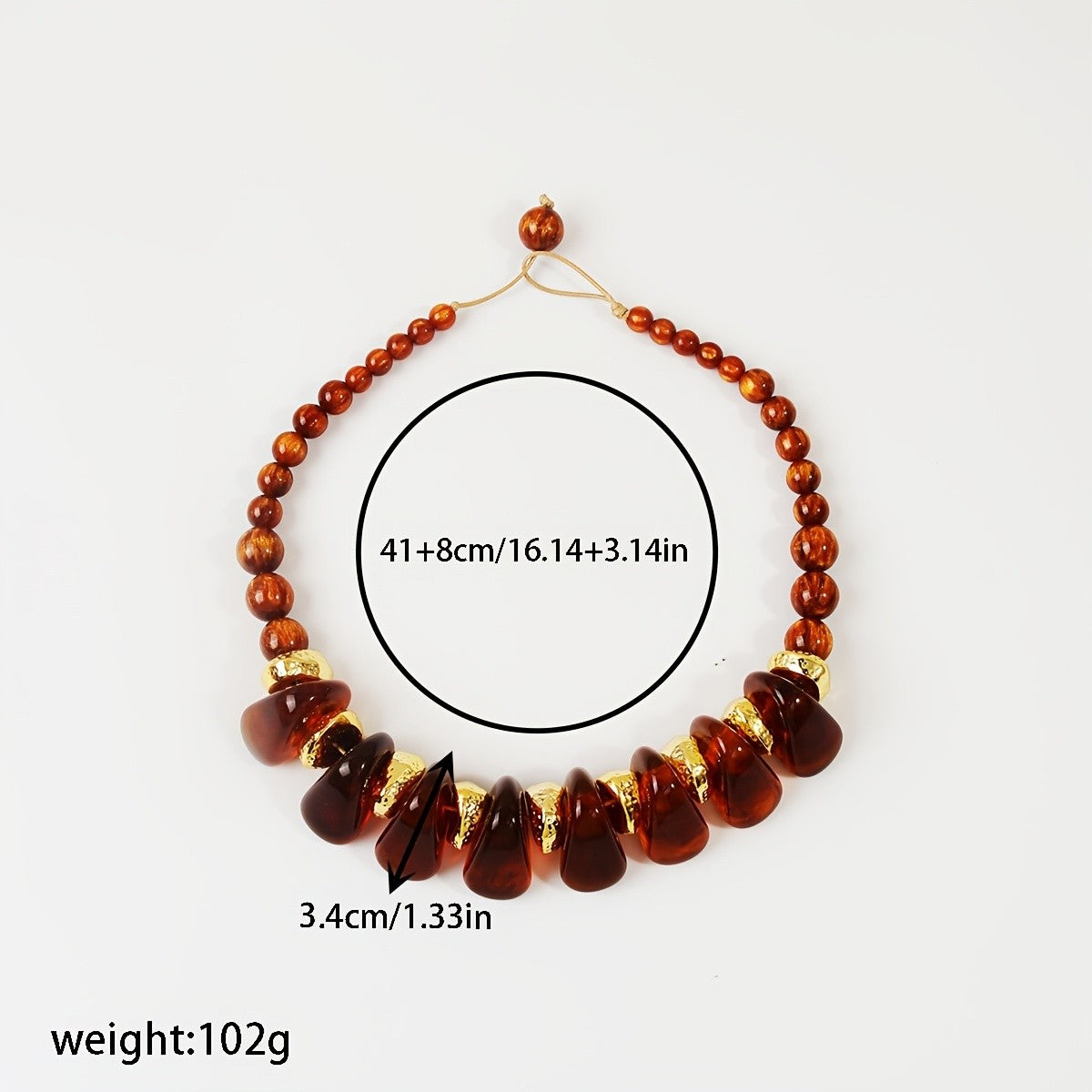 Vintage Amber Resin Drop Necklace