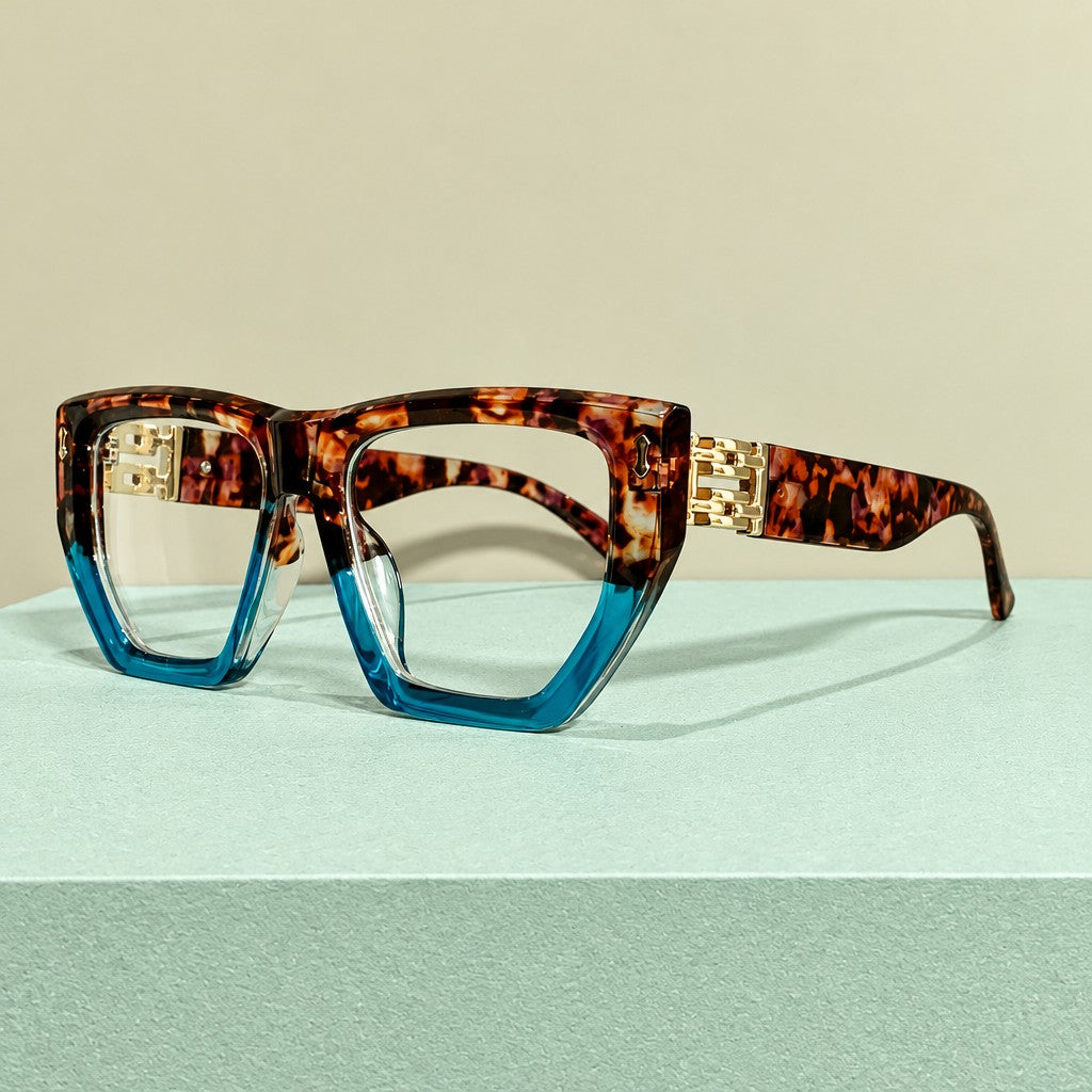 Retro Tortoise Geometric Reading Glasses