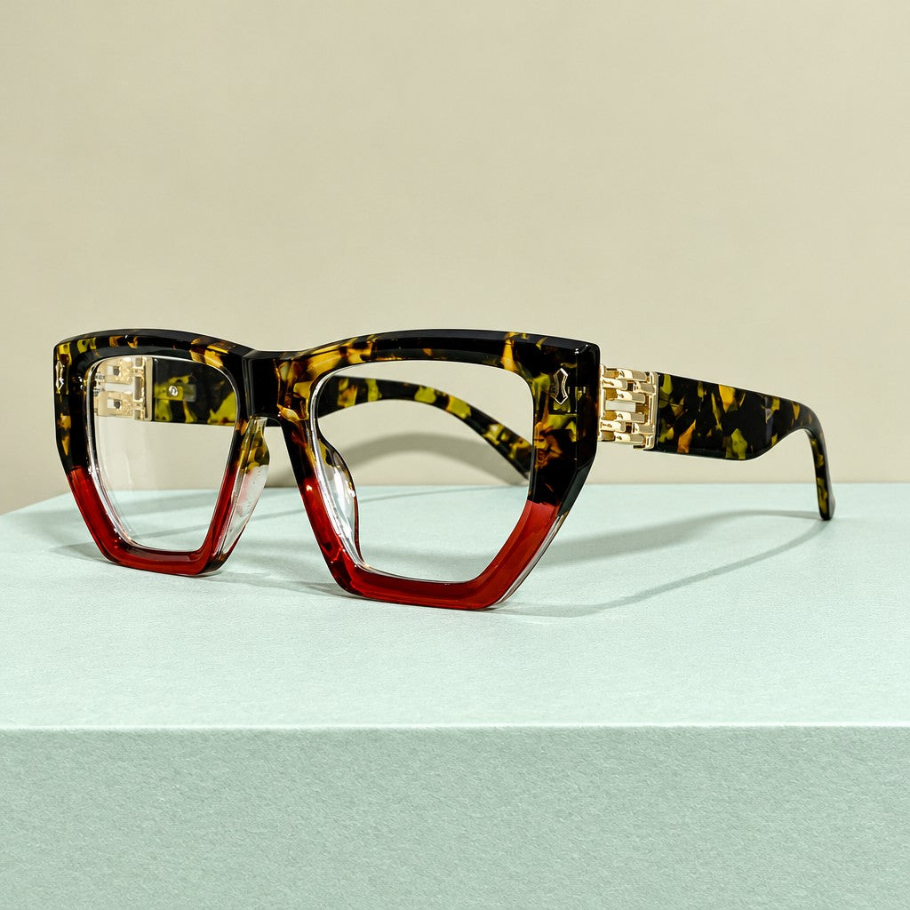 Retro Tortoise Geometric Reading Glasses