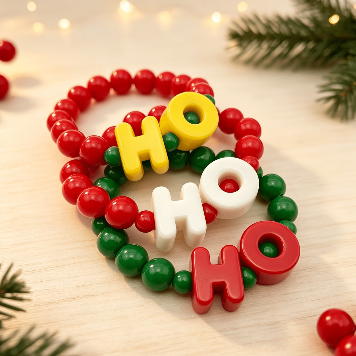 Cute Christmas Ho Ho Ho Beaded Bracelet