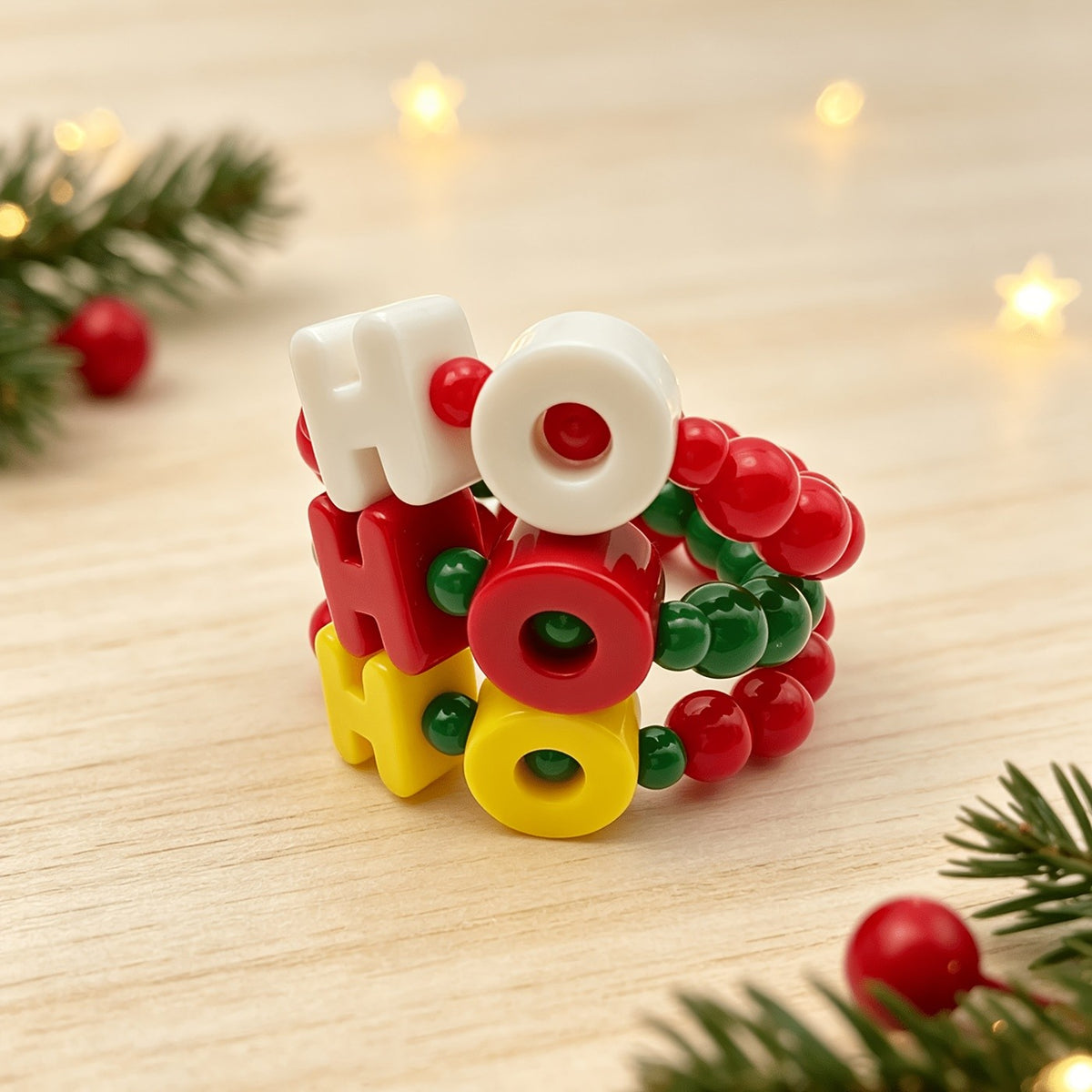 Cute Christmas Ho Ho Ho Beaded Bracelet