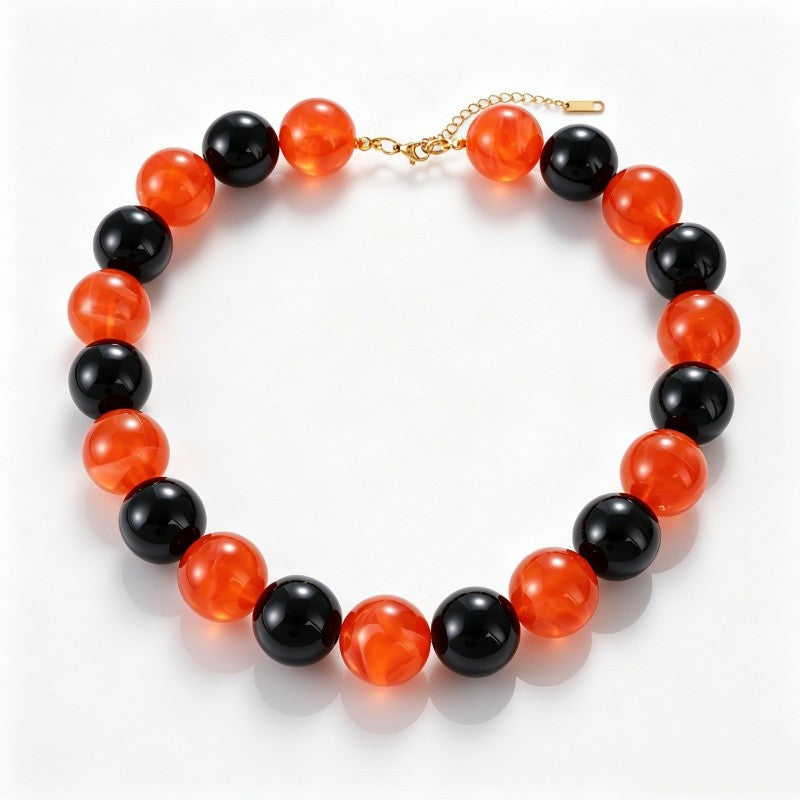 Gothic Bat Beaded Statement Necklace