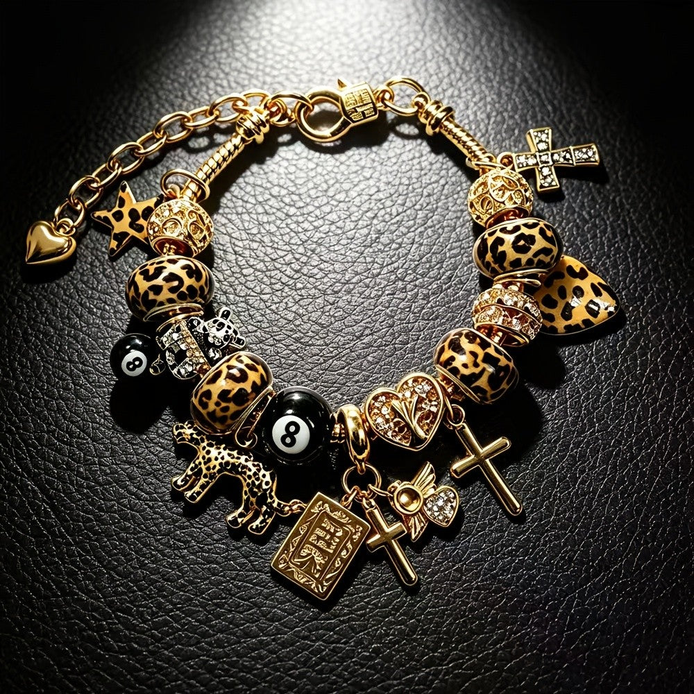 Boho Leopard Print Charm Bracelet