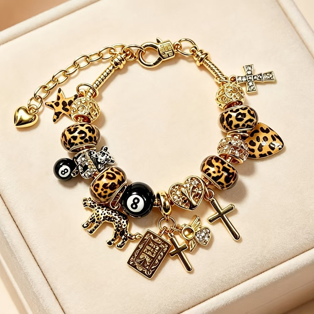 Boho Leopard Print Charm Bracelet