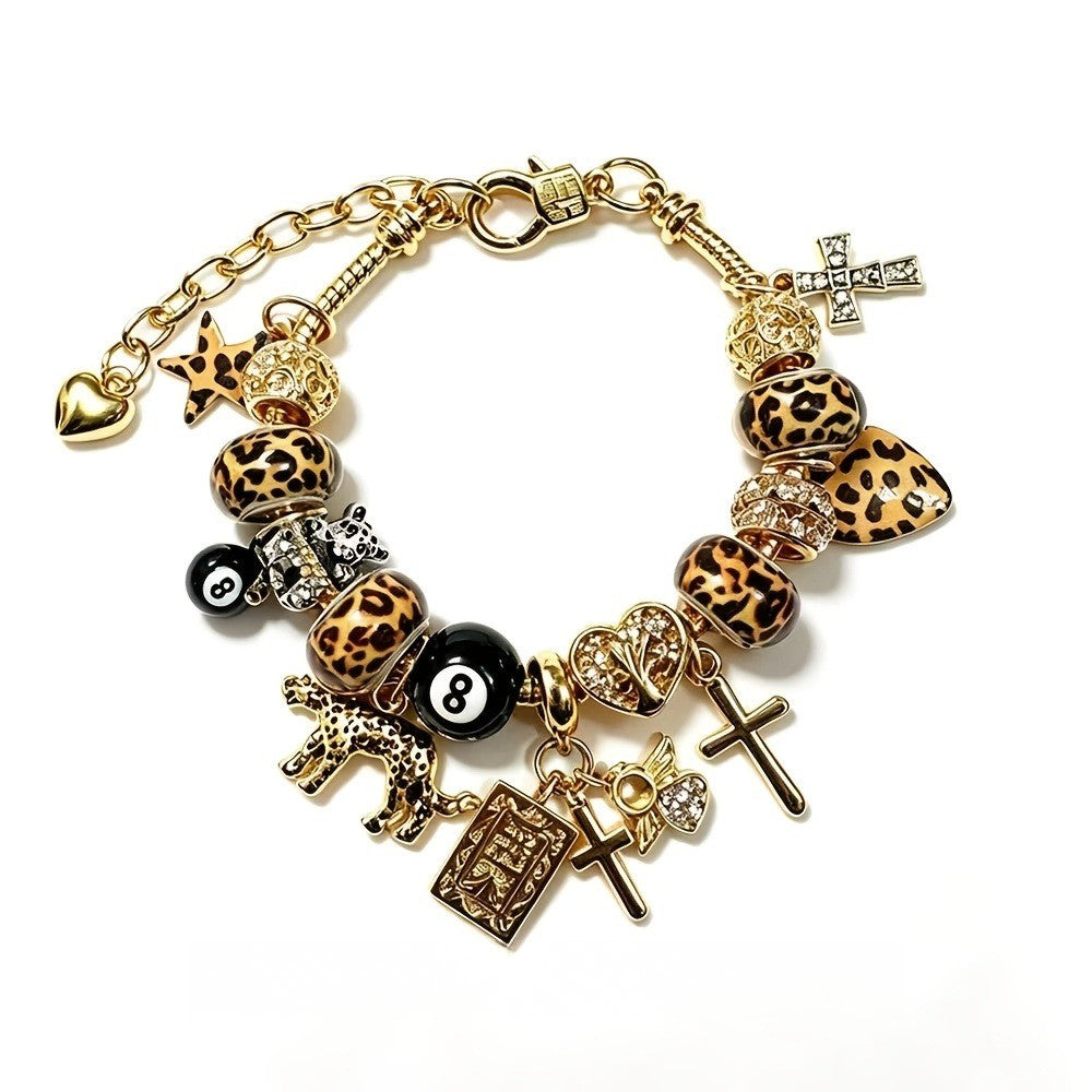 Boho Leopard Print Charm Bracelet