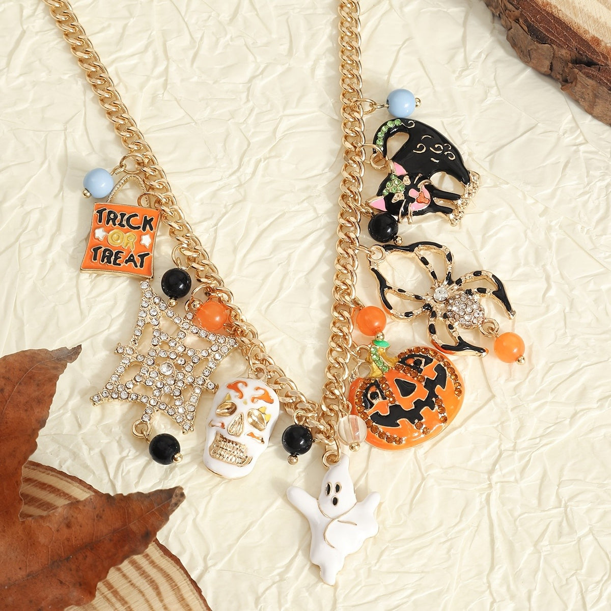 Playful Halloween Charm Necklace