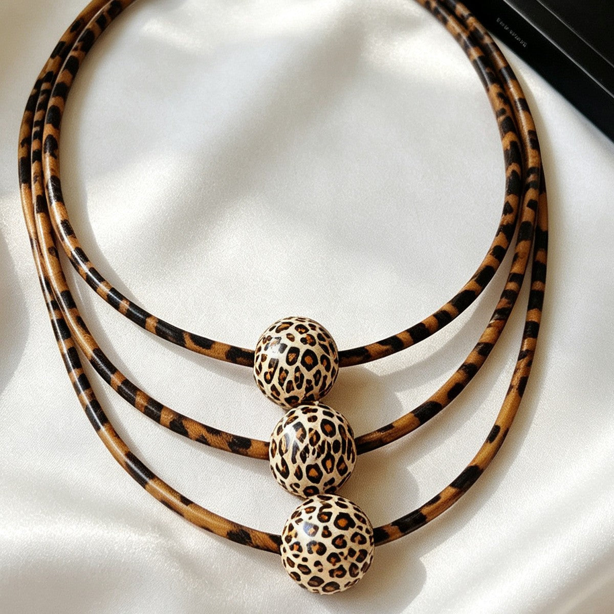 Boho Leopard Print Bead Necklace
