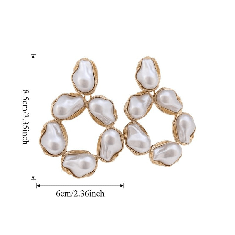 Classy Irregular Pearl Hoop Earrings